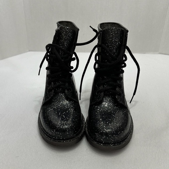 NWOT Circus by Sam Edelman Quinn Jelly Combat Boot Black Silver Glitter | Size 8 - Picture 9 of 10